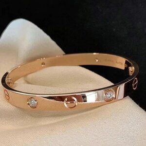 Cartier 4-Diamond Love Bracelet- Rose Gold Size 19